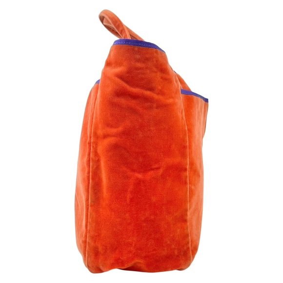 Anya Hindmarch Orange Medium Sized Top Handle Velvet Handbag Shoulder Bag - Picture 2 of 8